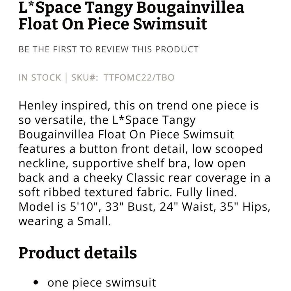 L*Space Tangy Bougainvillea Float On one piece swimsuit - Picture 5 of 11